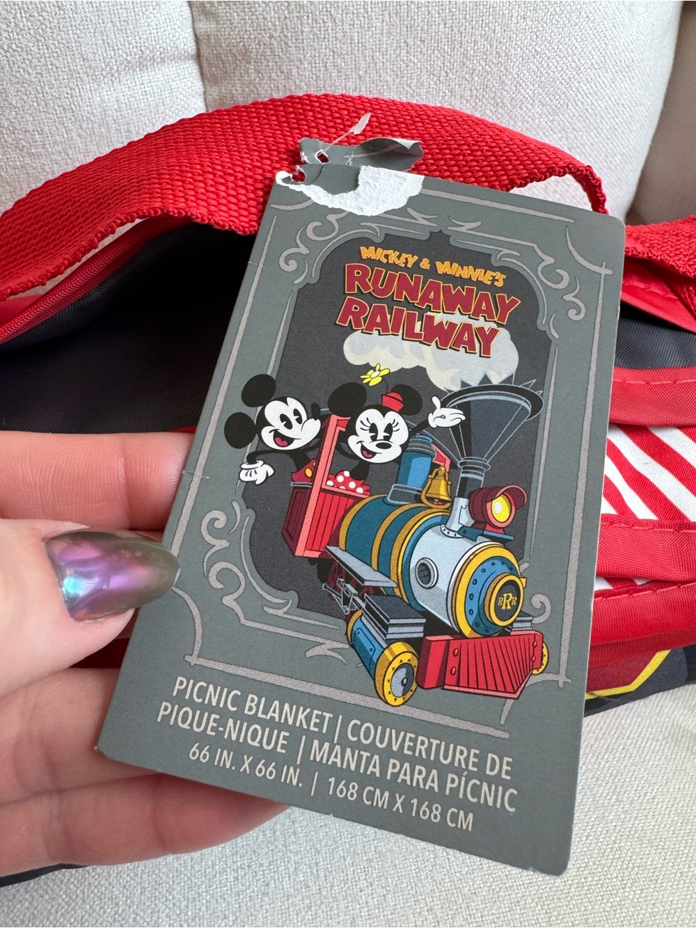 Disney Mickey & Minnie’s Runaway Railway Red Checkered Picnic Cooler & Blanket - Picture 9 of 11